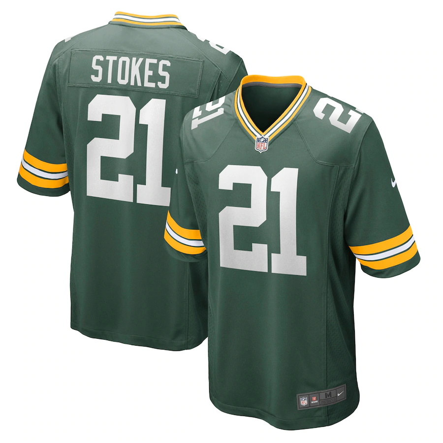 Custom Mens Green Bay Packers 21 Eric Stokes Nike Green 2021 NFL Draft First Round Pick Game Jersey